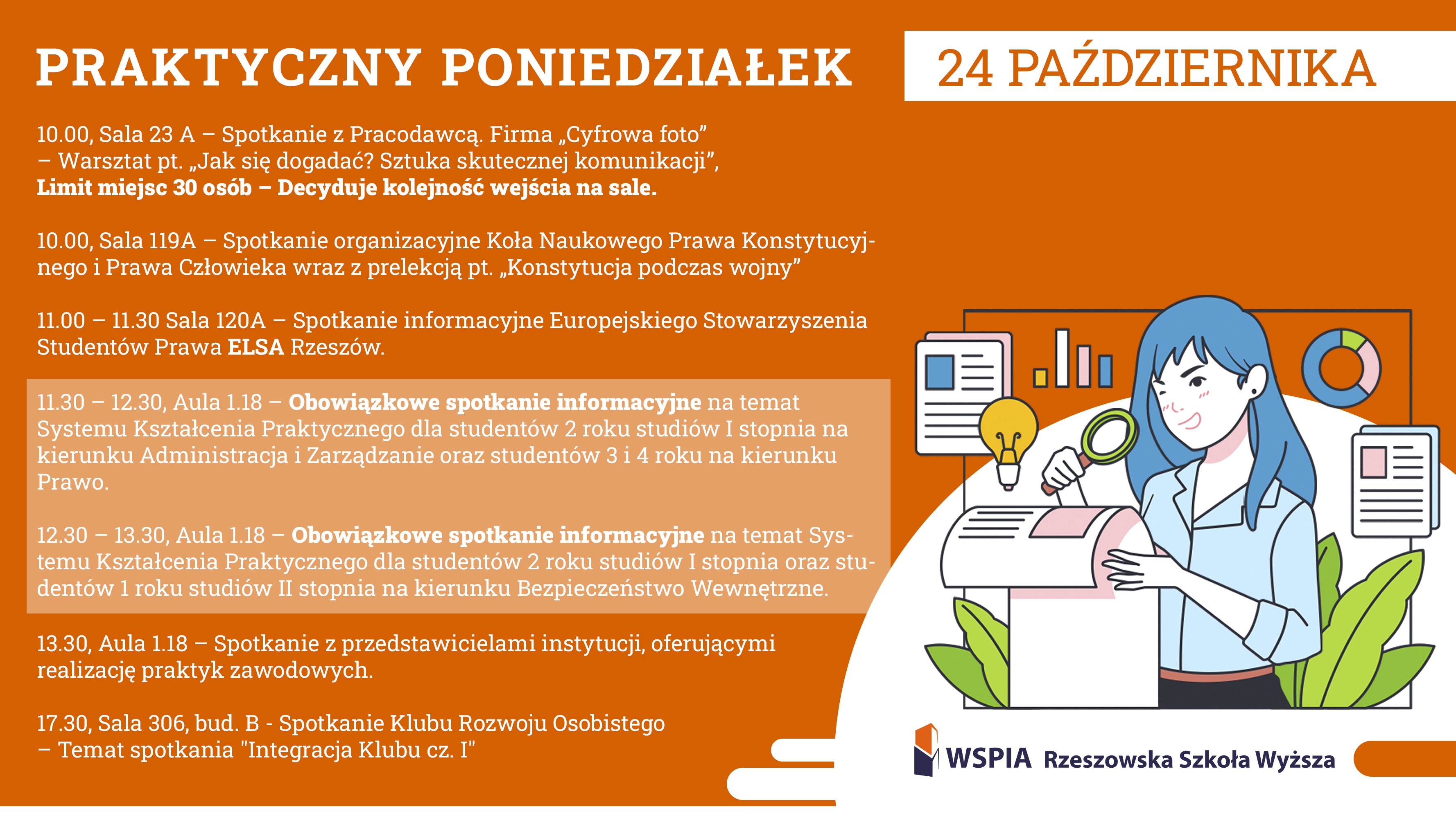 Zapraszamy na Praktyczny Poniedziałek dla studentów WSPiA